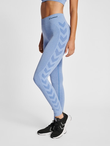 Hummel Skinny Workout Pants 'Ci' in Blue: front