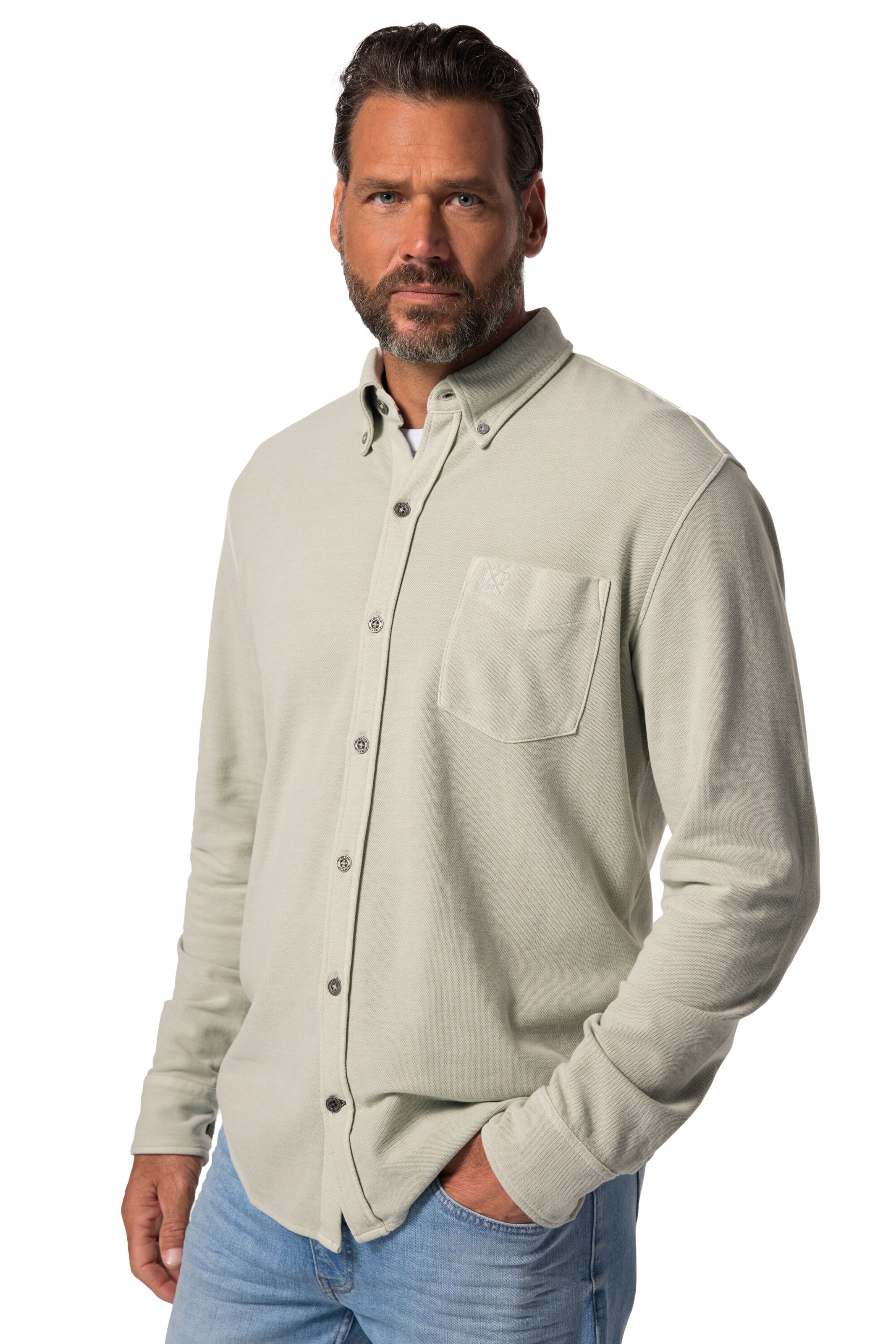 JP1880 Regular Fit Hemd in Grau: Vorderseite