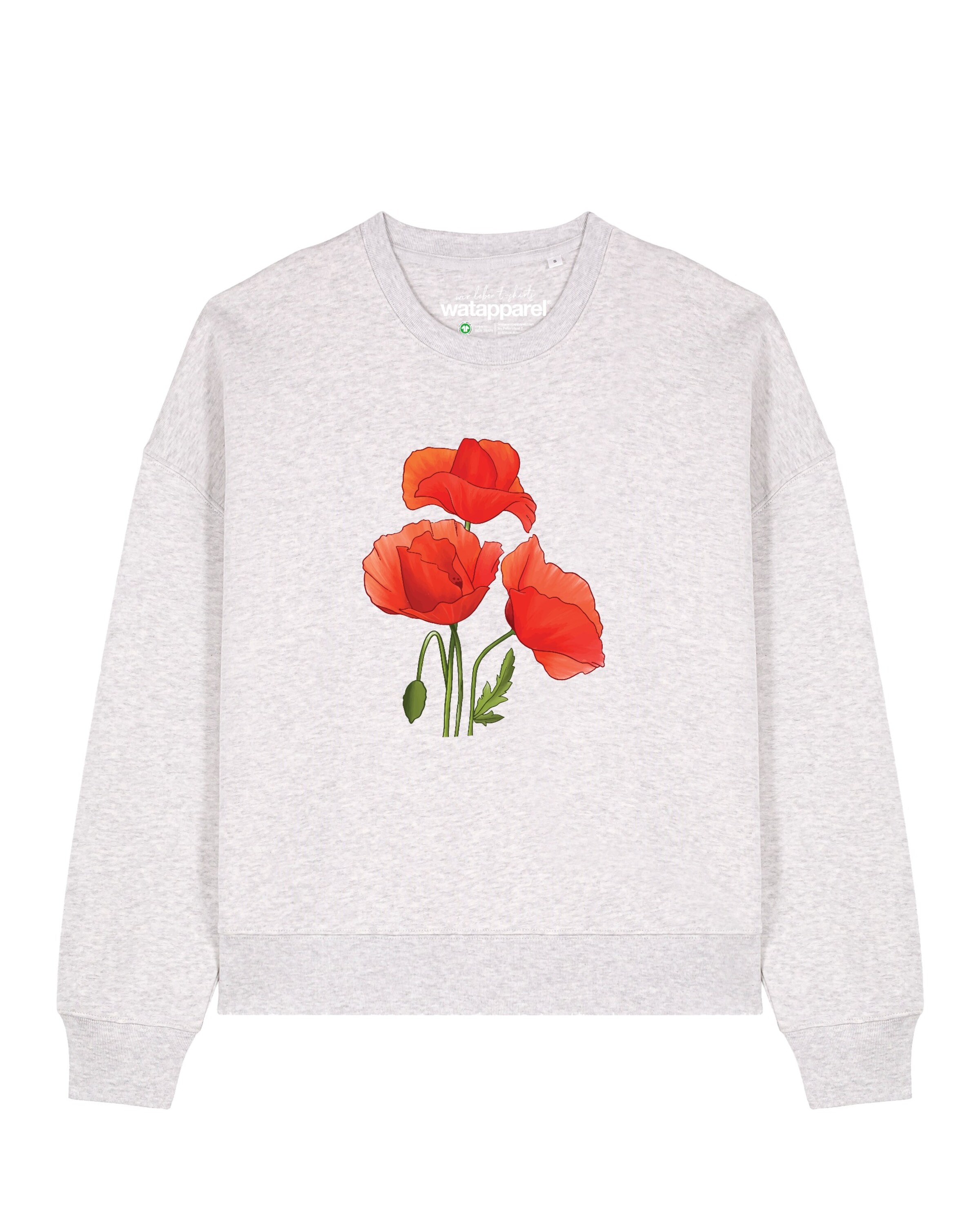 Sweat-shirt 'Poppy Flowers ' Watapparel en gris : devant