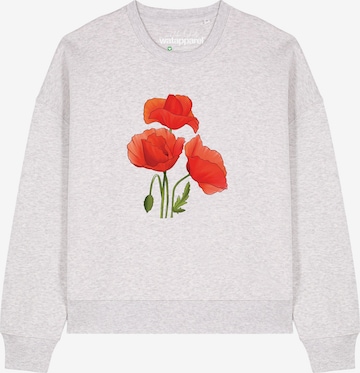 Watapparel Sweatshirt 'Poppy Flowers ' in Grijs: voorkant