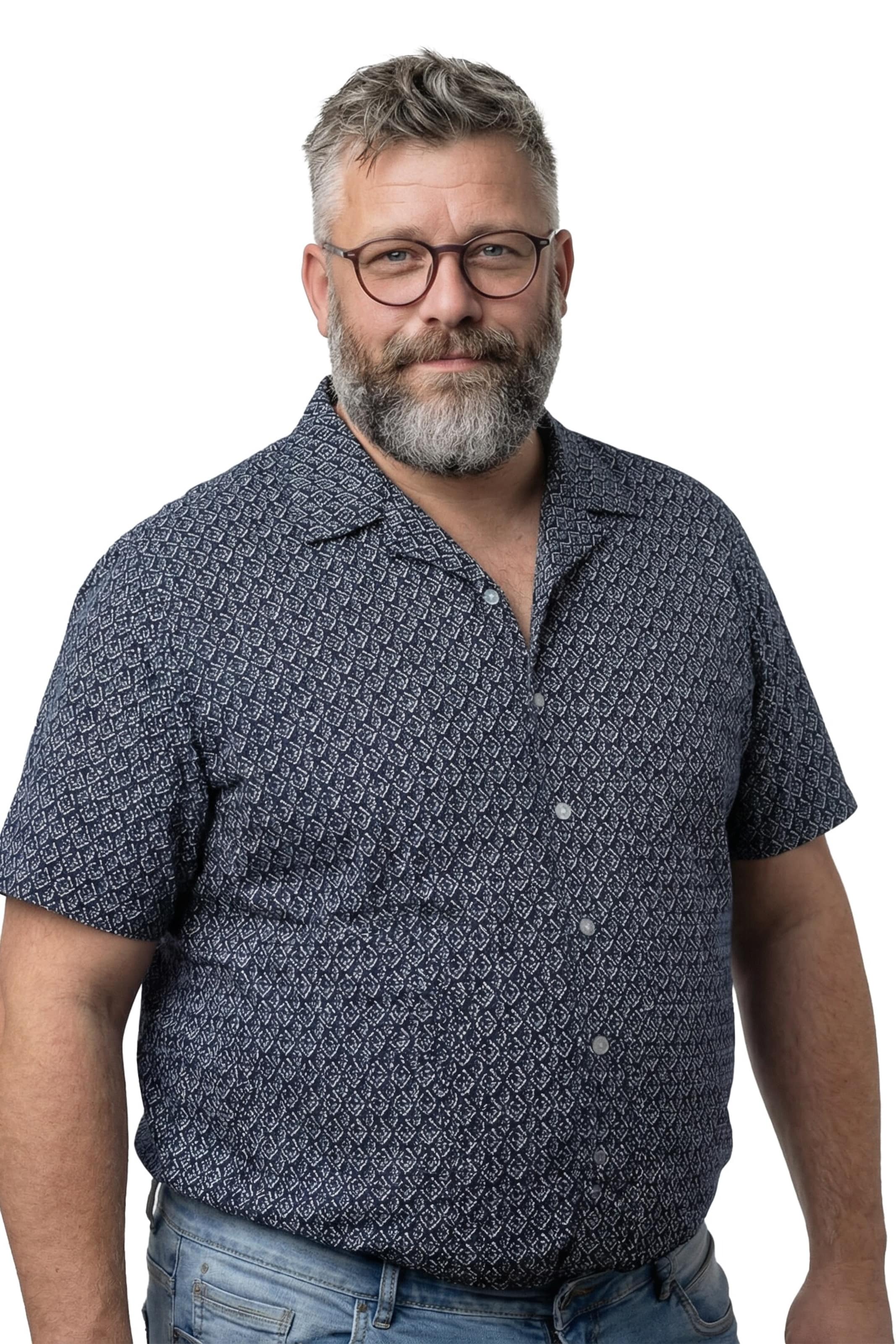 Men Plus Regular Fit Hemd in Blau