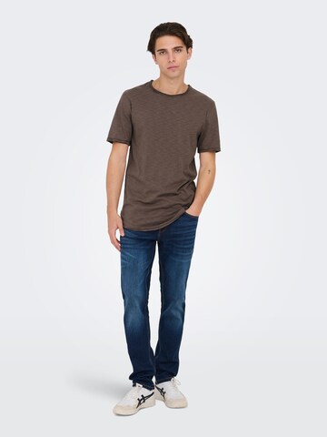 Only & Sons T-Shirt 'BENNE' in Braun