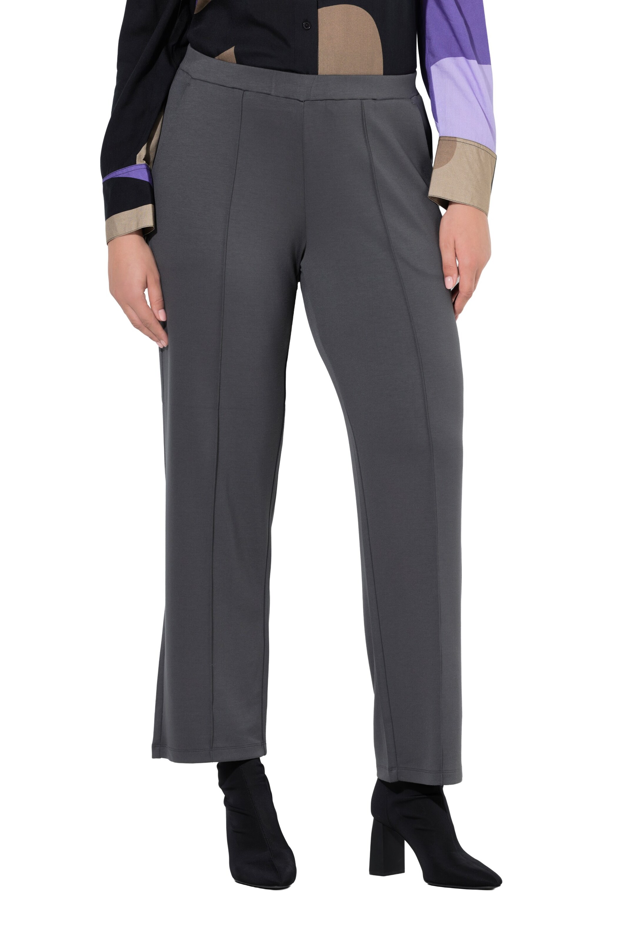 Ulla Popken Regular Hose in Grau: Vorderseite