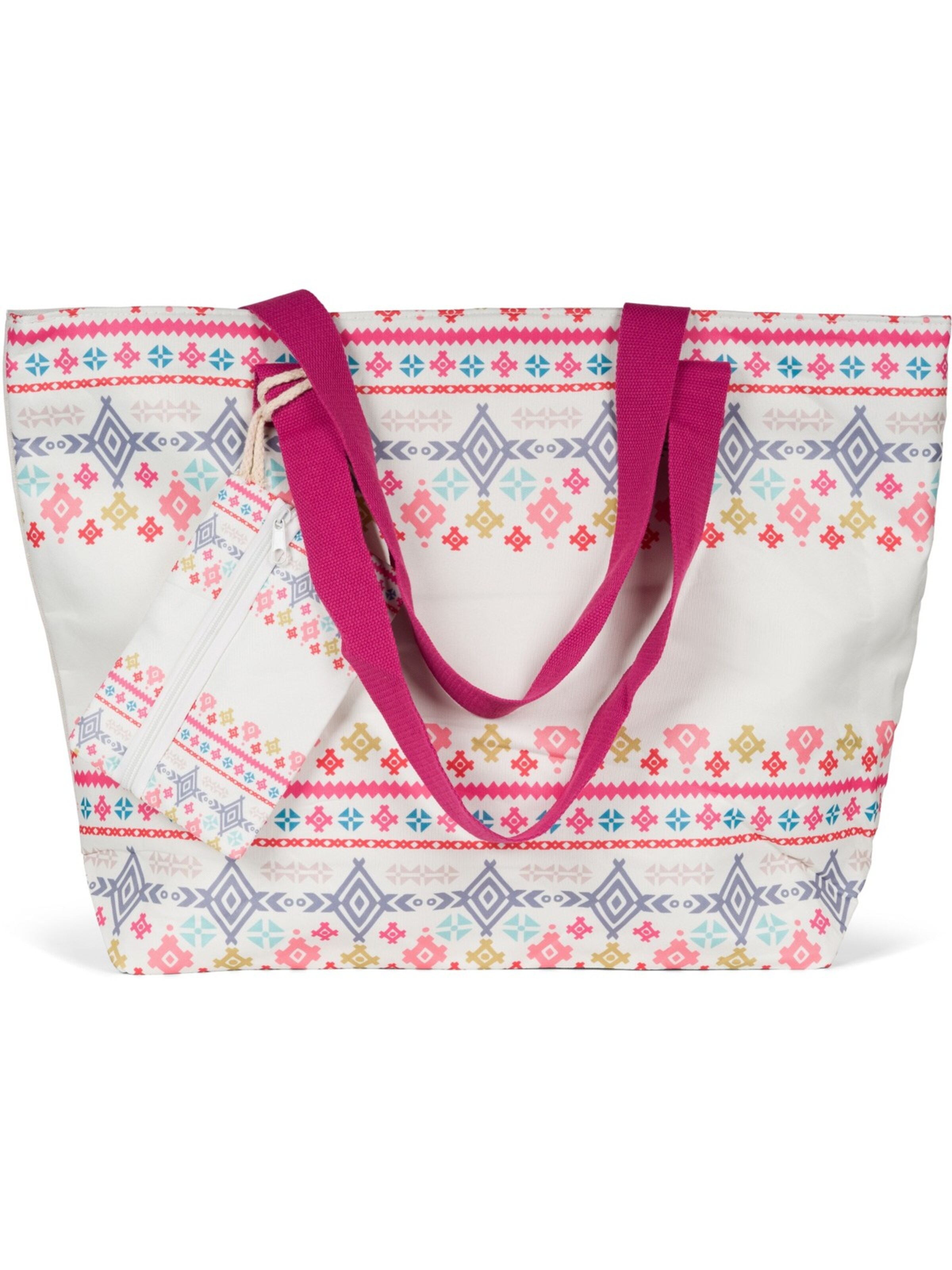 styleBREAKER Strandtasche 'Strandtasche Azteken Muster - Boho'‌‌‌ in Pink