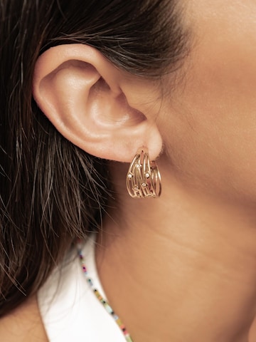 Hey Happiness - Pendientes 'Multi Band Crystal Hoop' en oro