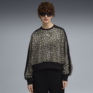 Sweat-shirt 'T7 Leo Luxe' PUMA en noir : devant