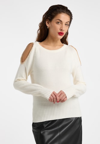 Pull-over 'Tuxe' faina en blanc : devant