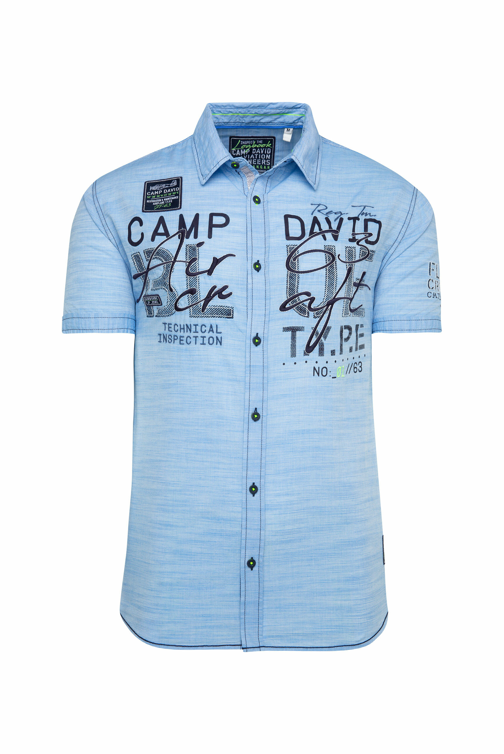 Plus size dF57R CAMP DAVID Hemd w kolorze Jasnoniebieski, Niebieska Nocm 