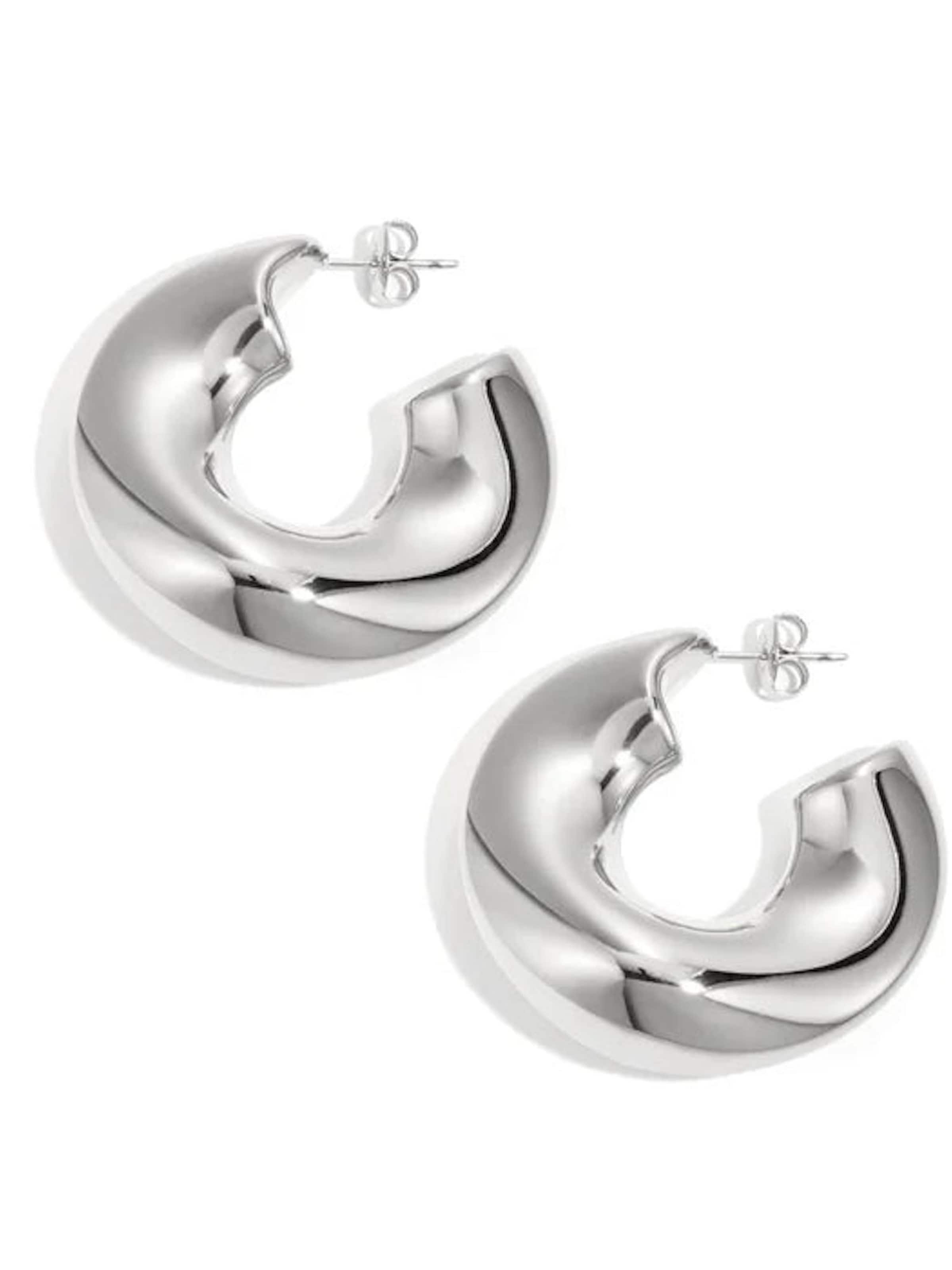 Cala Rose Earrings 'CHUNKY HOOP' in Silver: front