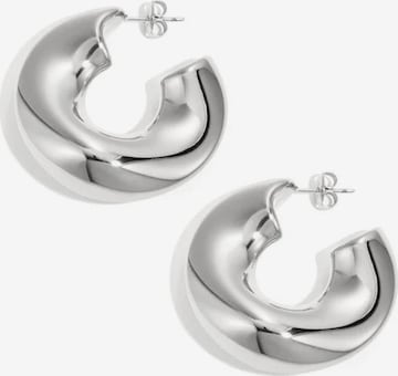 Boucles d'oreilles 'CHUNKY HOOP' Cala Rose en argent : devant