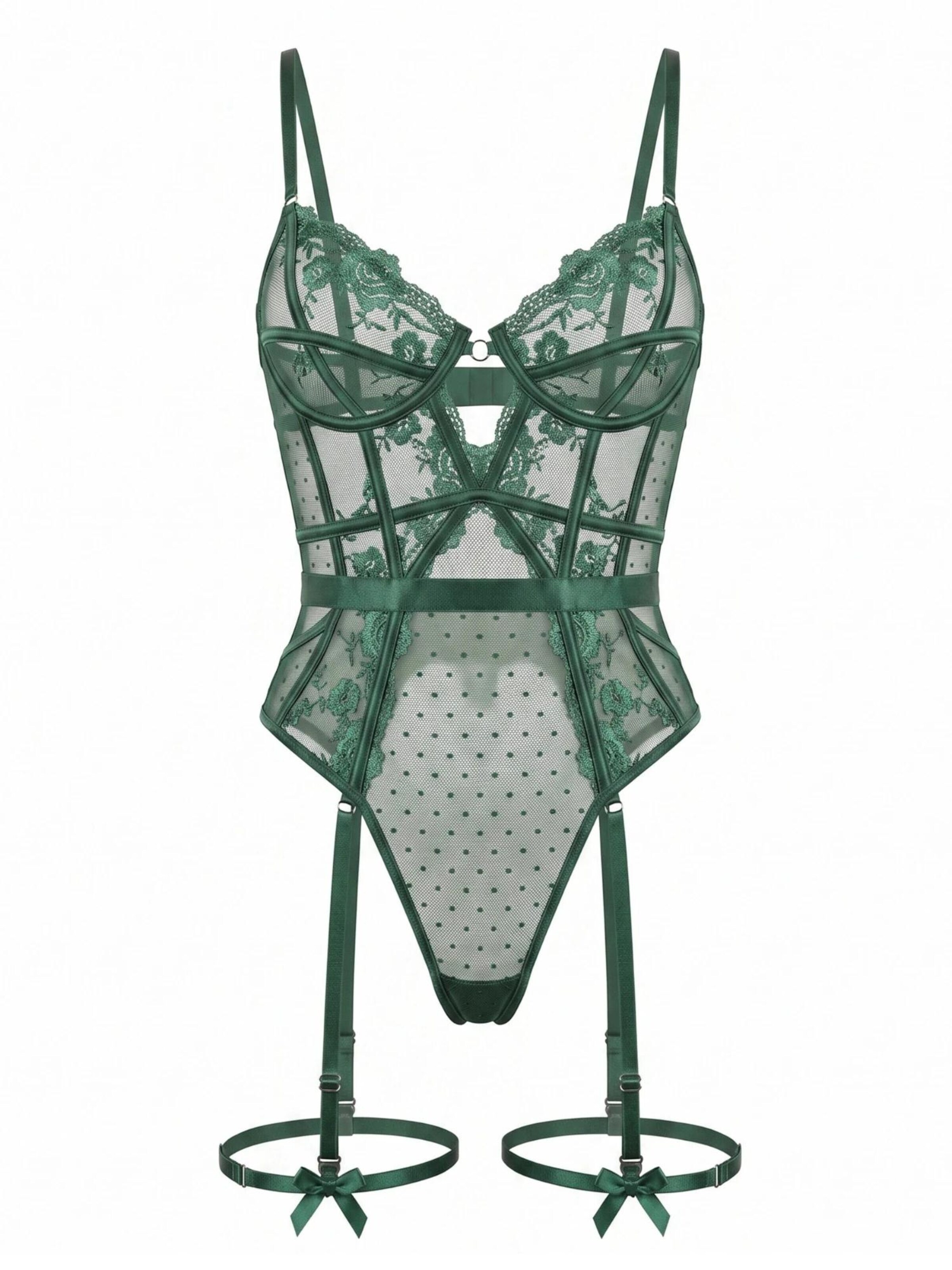 Orchibelle Bodysuit 'Azucena' in Green: front