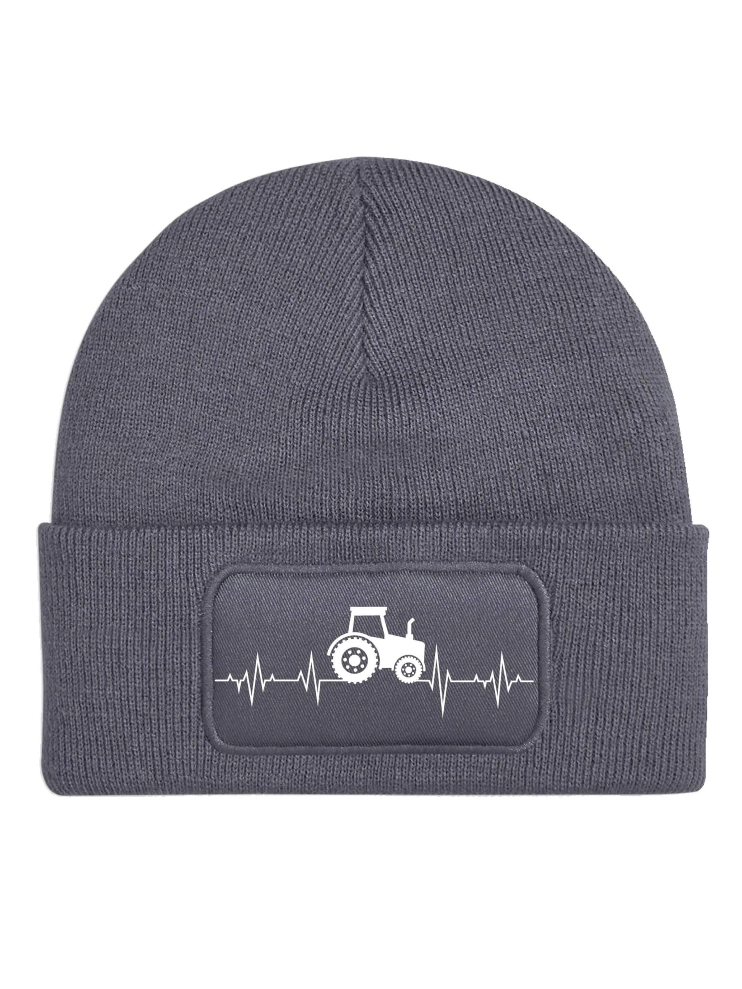 Youth Designz Beanie 'Heartbeat Traktor' in Grey: front