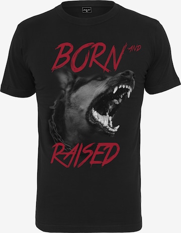 Mister Tee Shirt 'Born & Raised' in Zwart: voorkant