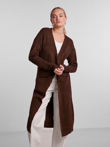 PIECES Knit Cardigan 'Jennifer' in Brown: front