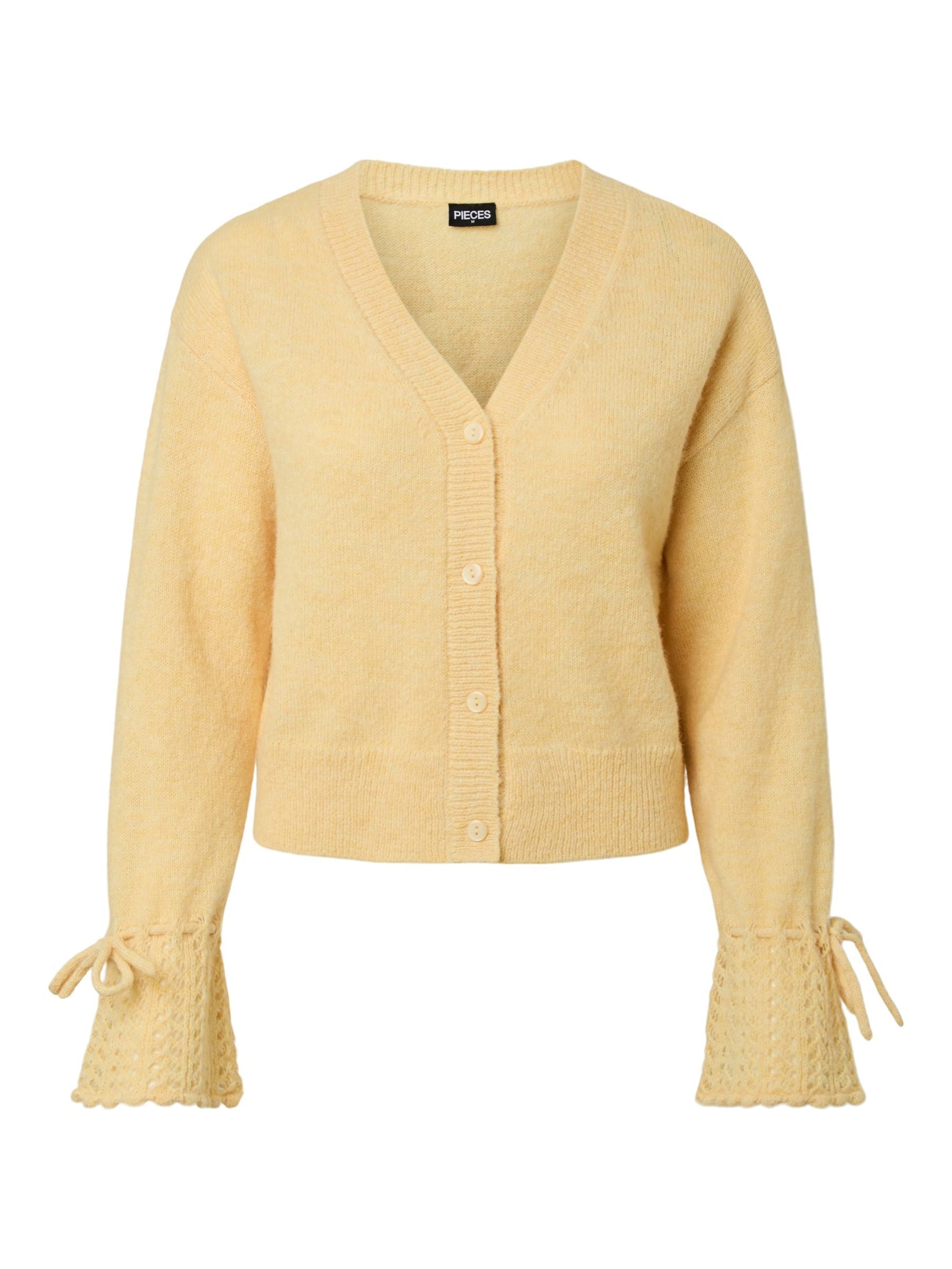 PIECES Cardigan 'PCSmilla' i gul: forside