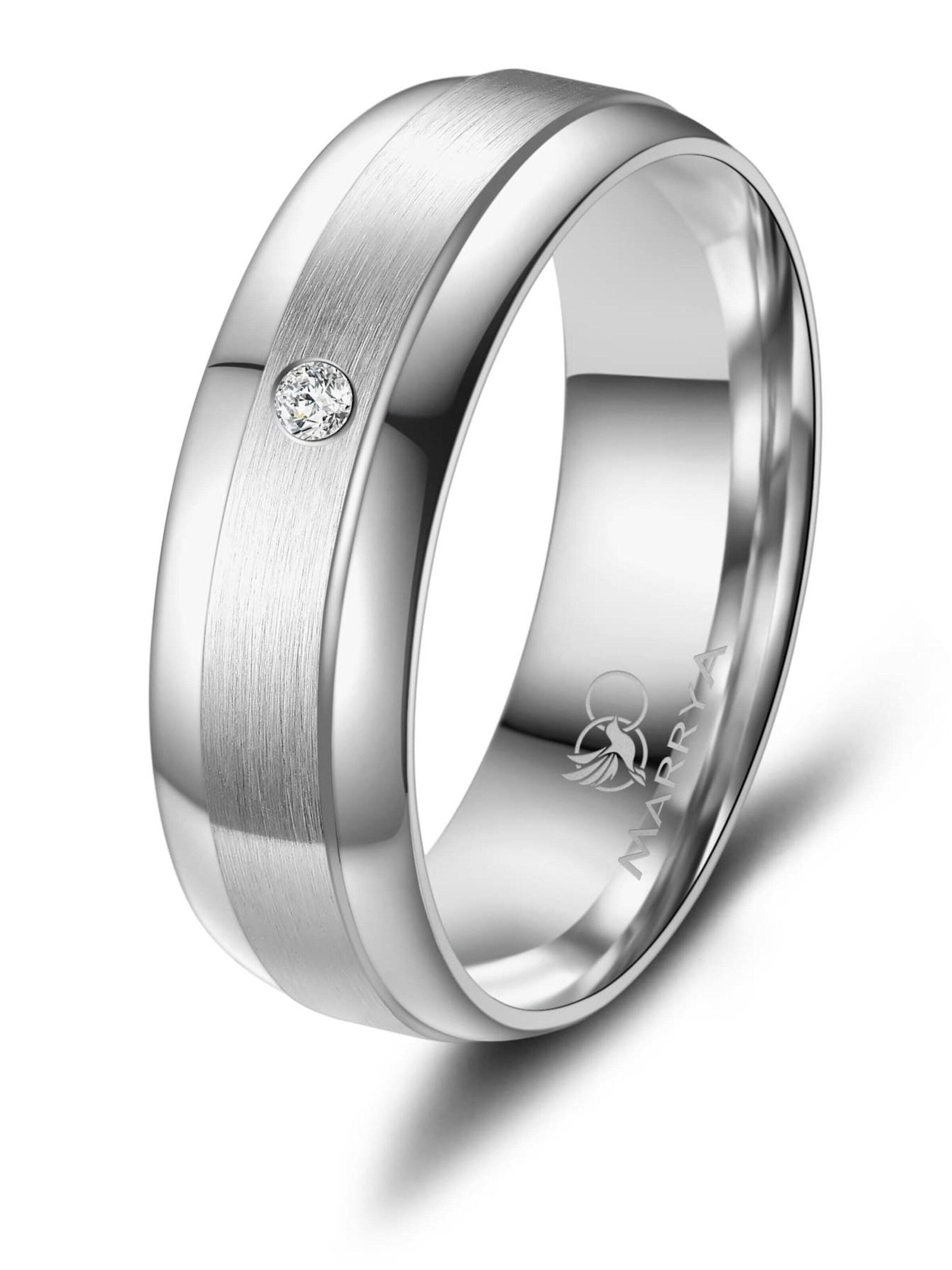 MARRYA Ring 'MARRYA ES-02 Ehering aus Edelstahl – Silberfarben' in Wit