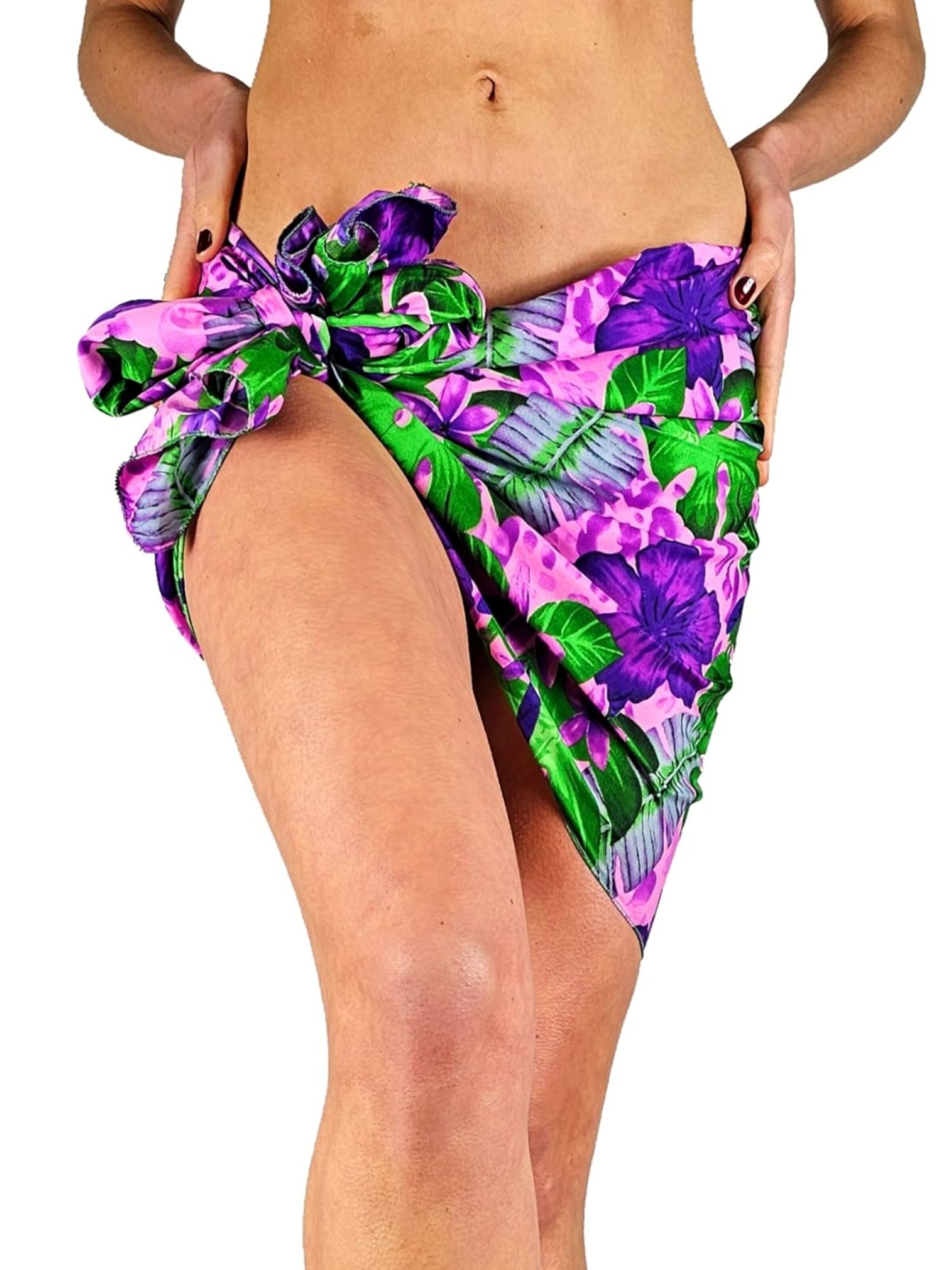 King Kameha Scarf 'Green Purple Flower' in Pink: front