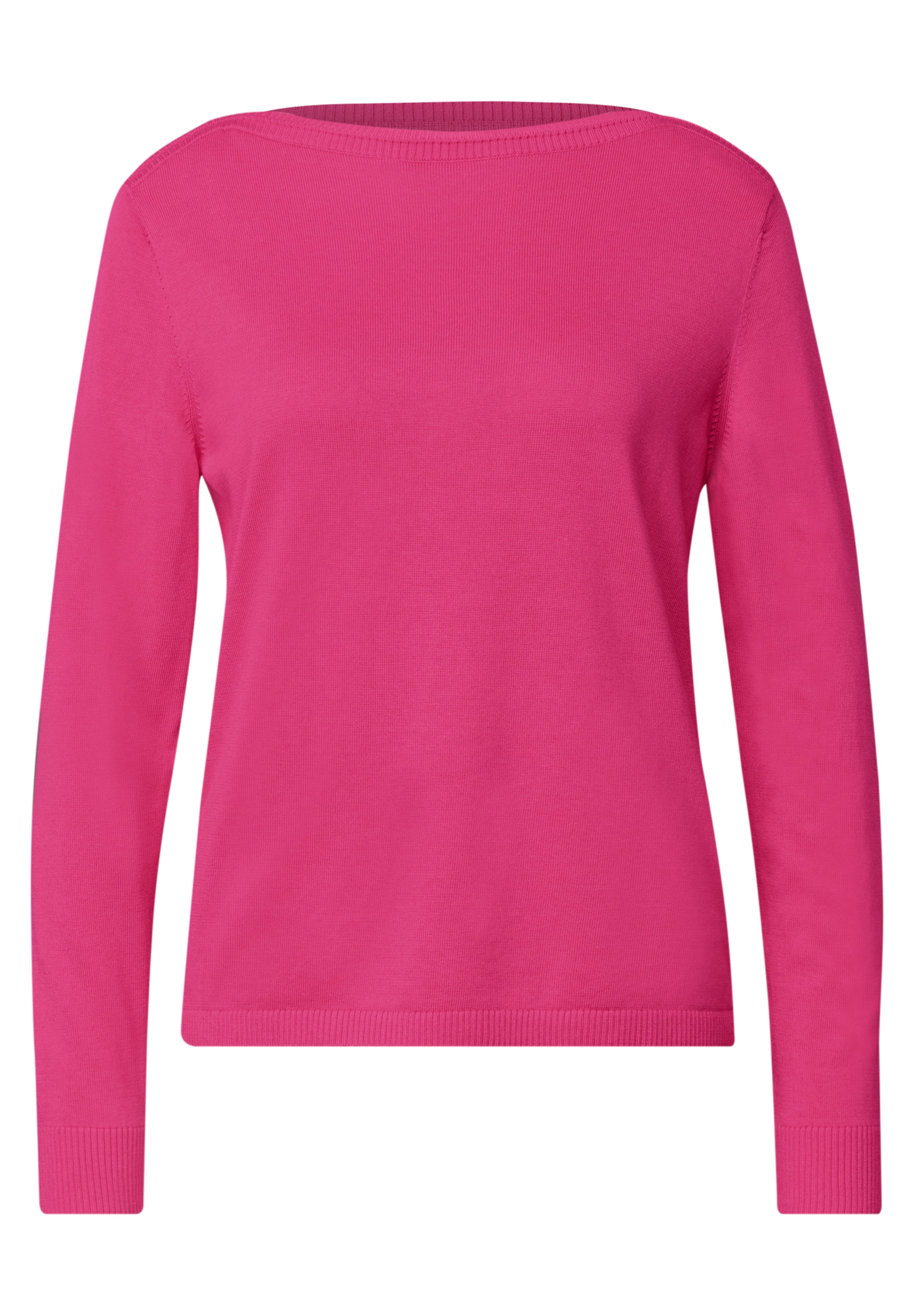 STREET ONE Basic Pullover mit U-Boot-Ausschnitt in Pink: Vorderseite