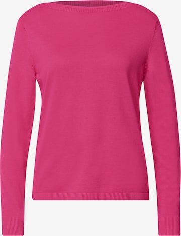 STREET ONE Basic Pullover mit U-Boot-Ausschnitt in Pink: Vorderseite