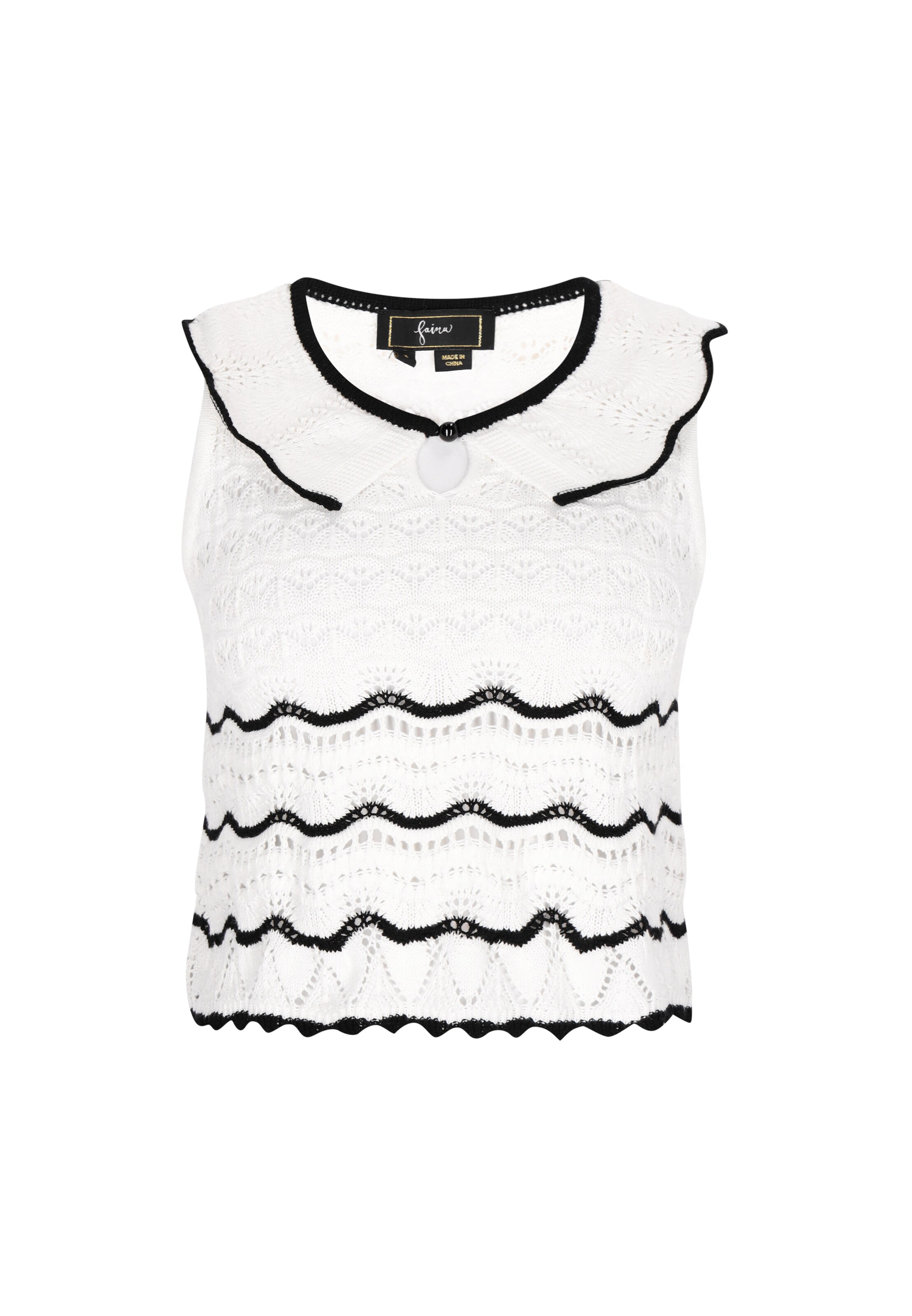 balta faina Megzta palaidinė be rankovių 'Fashion Look': priekis