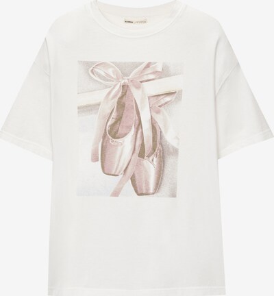 Pull&Bear T-shirt en gris / gris clair / mauve / rose ancienne, Vue avec produit