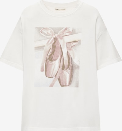 Pull&Bear T-shirt en gris / gris clair / mauve / rose ancienne, Vue avec produit