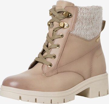 TAMARIS Lace-Up Ankle Boots in Beige: front