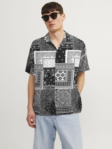JACK & JONES Comfort fit Button Up Shirt 'Hawaii' in Black: front