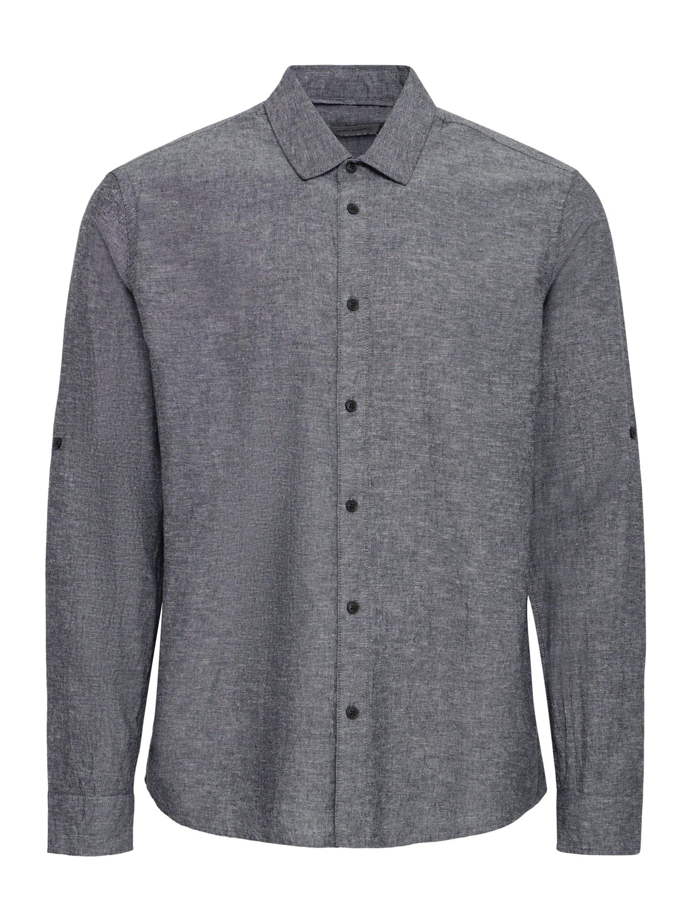 Camicia ' BHAban Slub Linen Mix ' di BLEND in nero: frontale