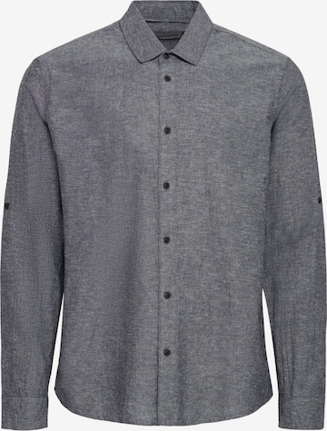 BLEND Button Up Shirt ' BHAban Slub Linen Mix ' in Black: front