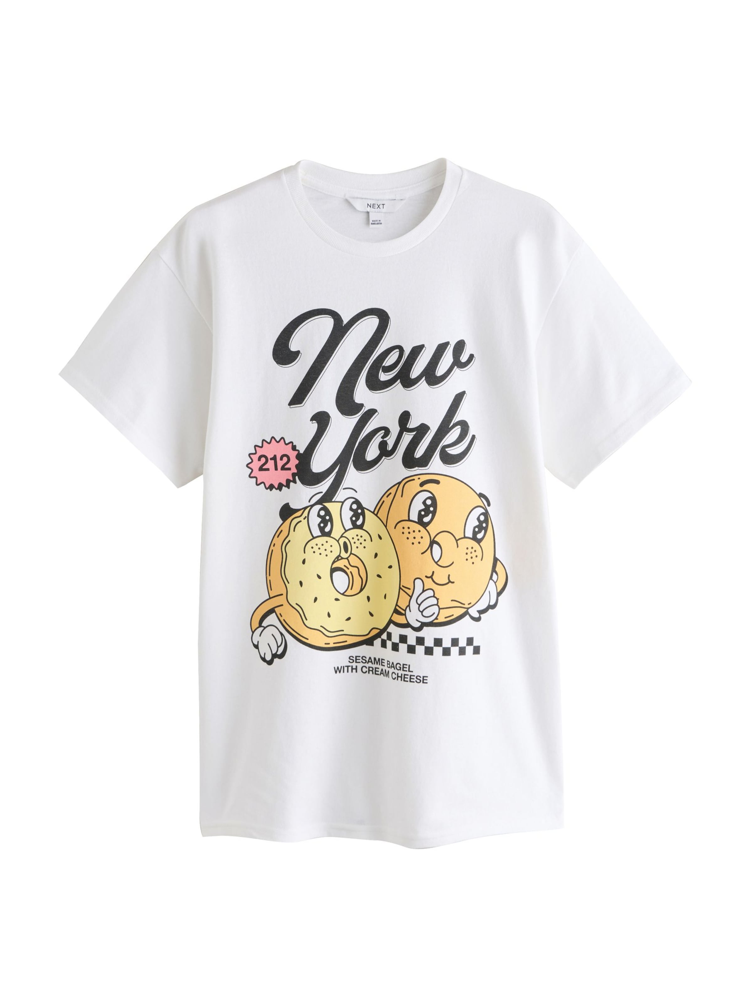 sárga / világospiros / fekete / fehér Next Póló 'New York Bagel' - XS, Termék nézet