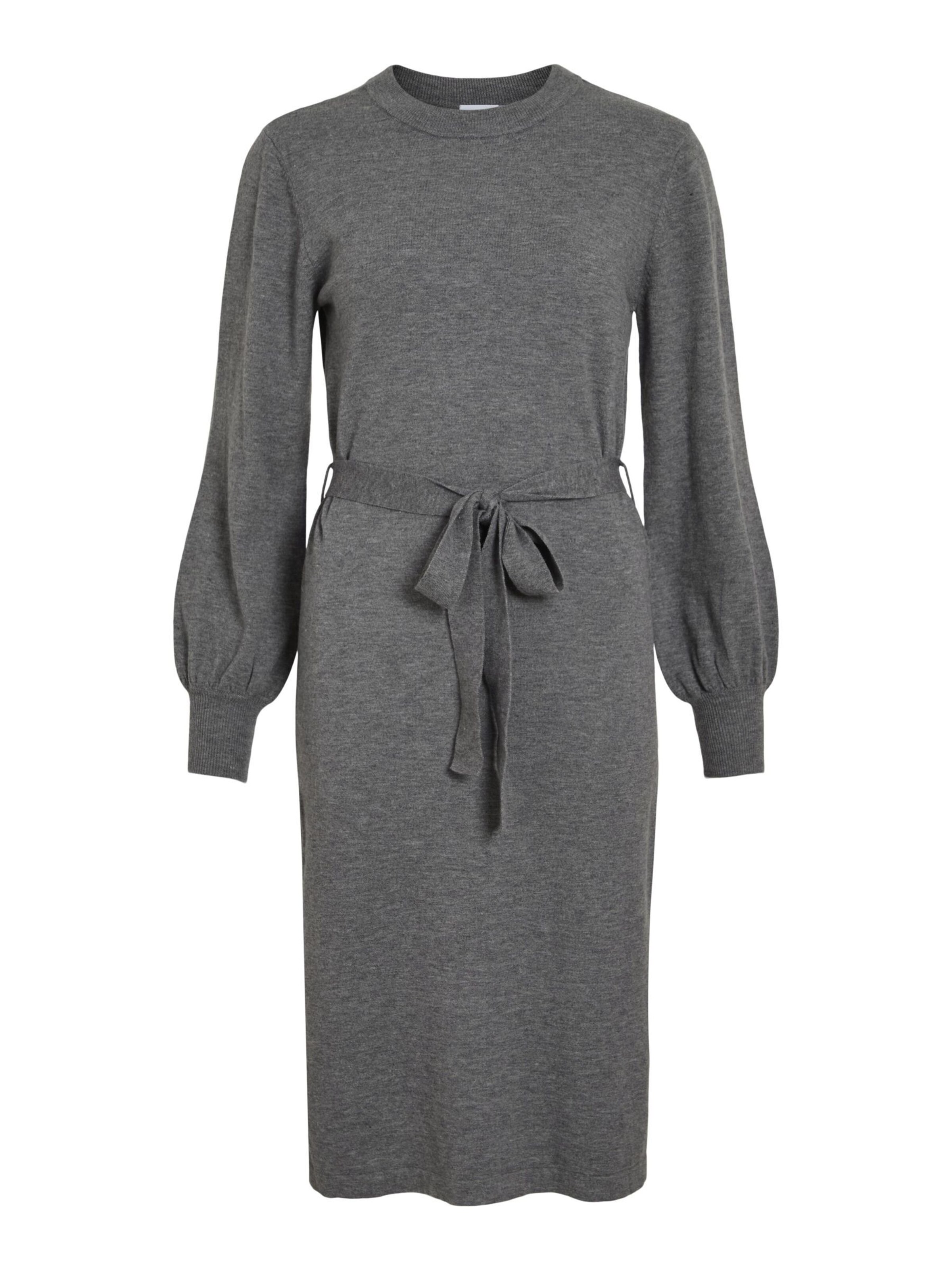 VILA - Vestido de punto en gris: frente