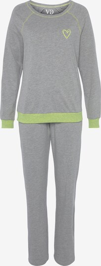 VIVANCE Pyjamas 'Dreams' i gråmelerad / limette, Produktvy