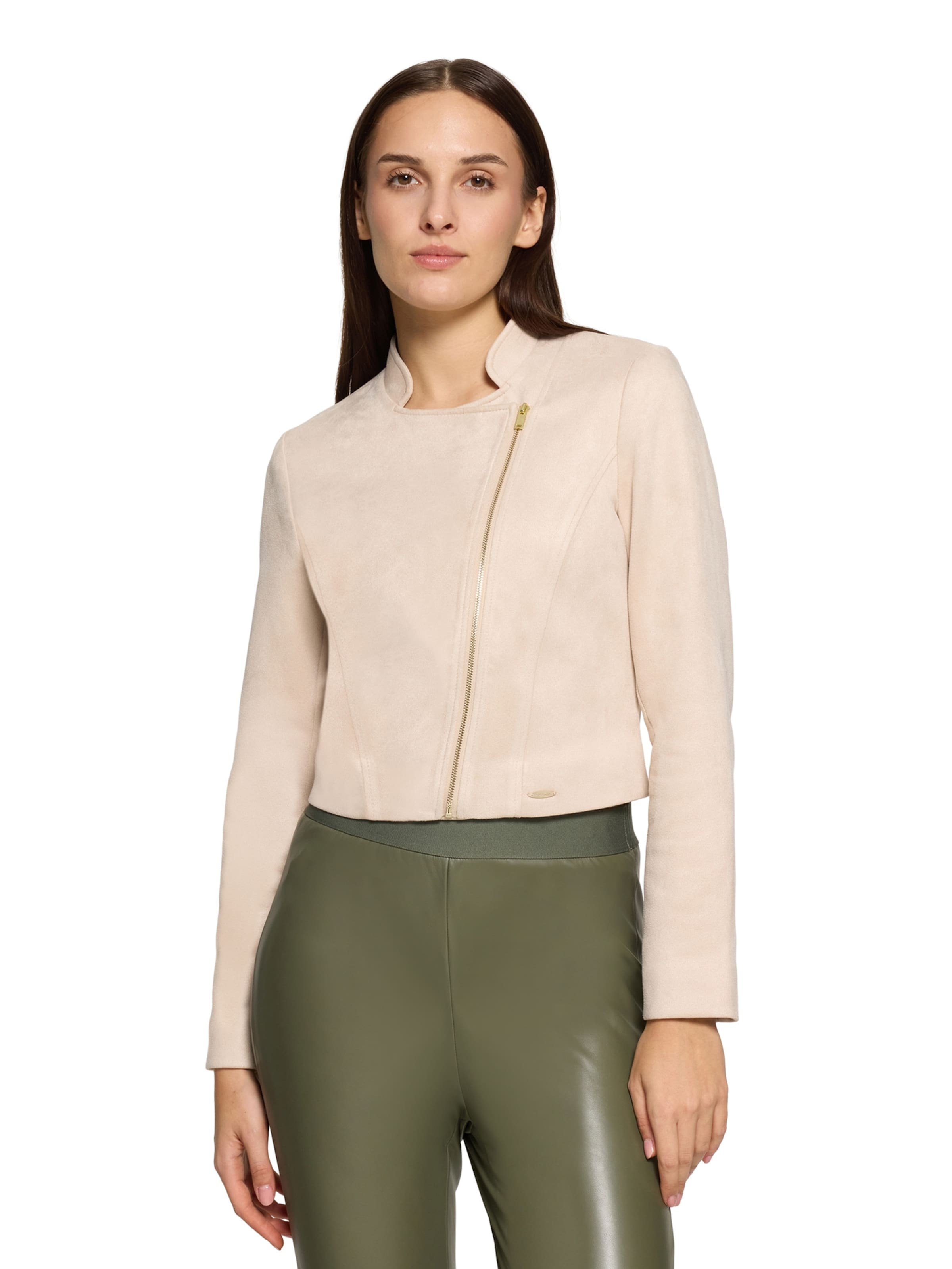 Betty & Co Bikerjacke mit Stehkragen in Beige: Vorderseite