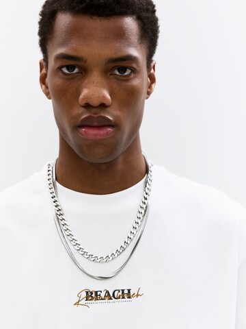 T-Shirt 'BEACH' Pull&Bear en blanc