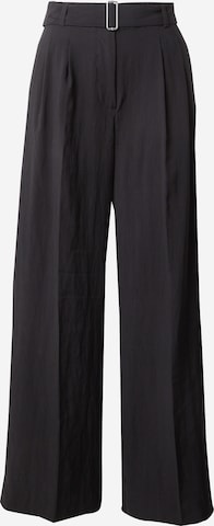 MSCH COPENHAGEN Wide leg Pleat-front trousers 'Edelmira' in Black: front