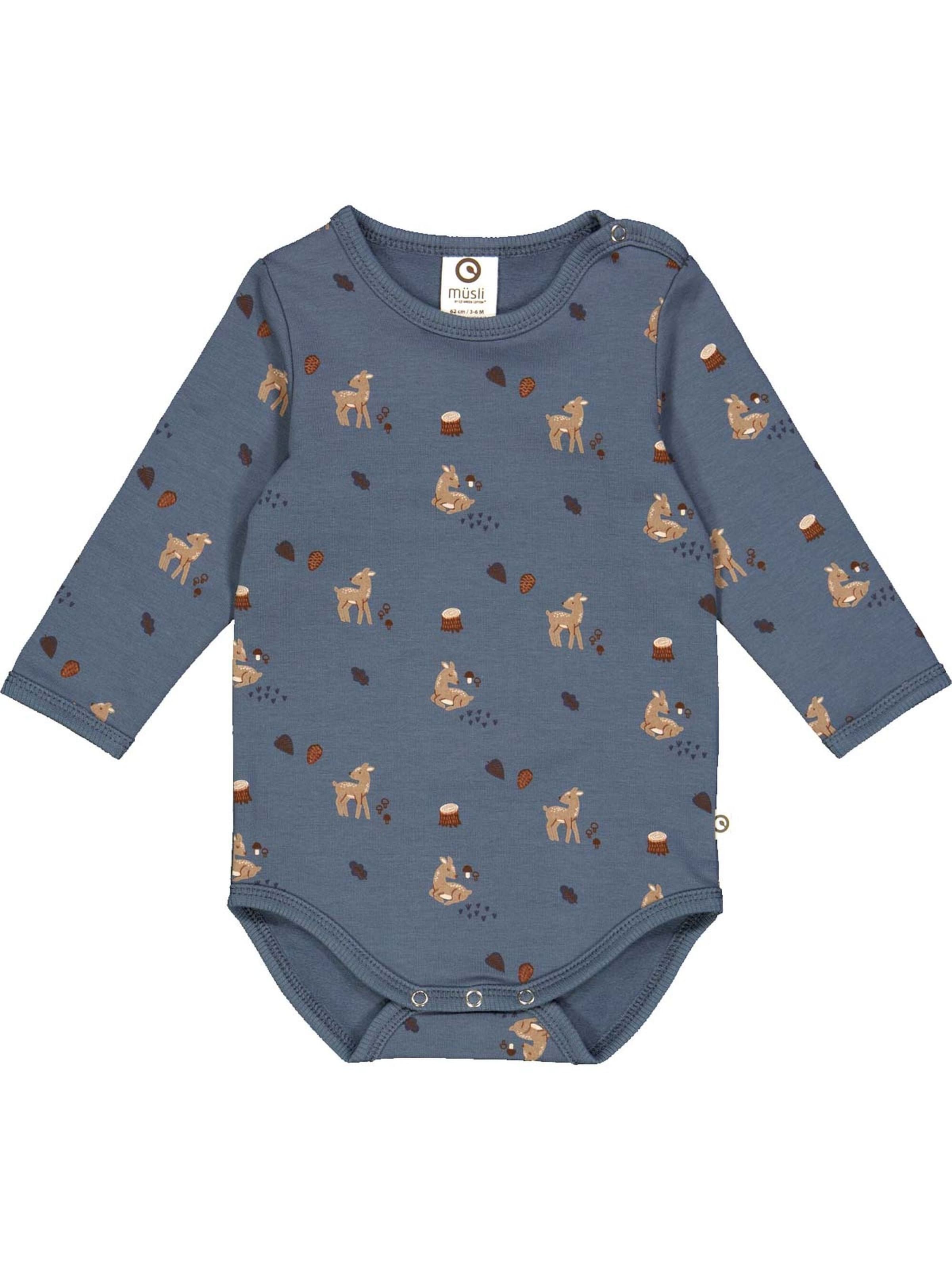 Barboteuse / body Müsli by GREEN COTTON en bleu : devant