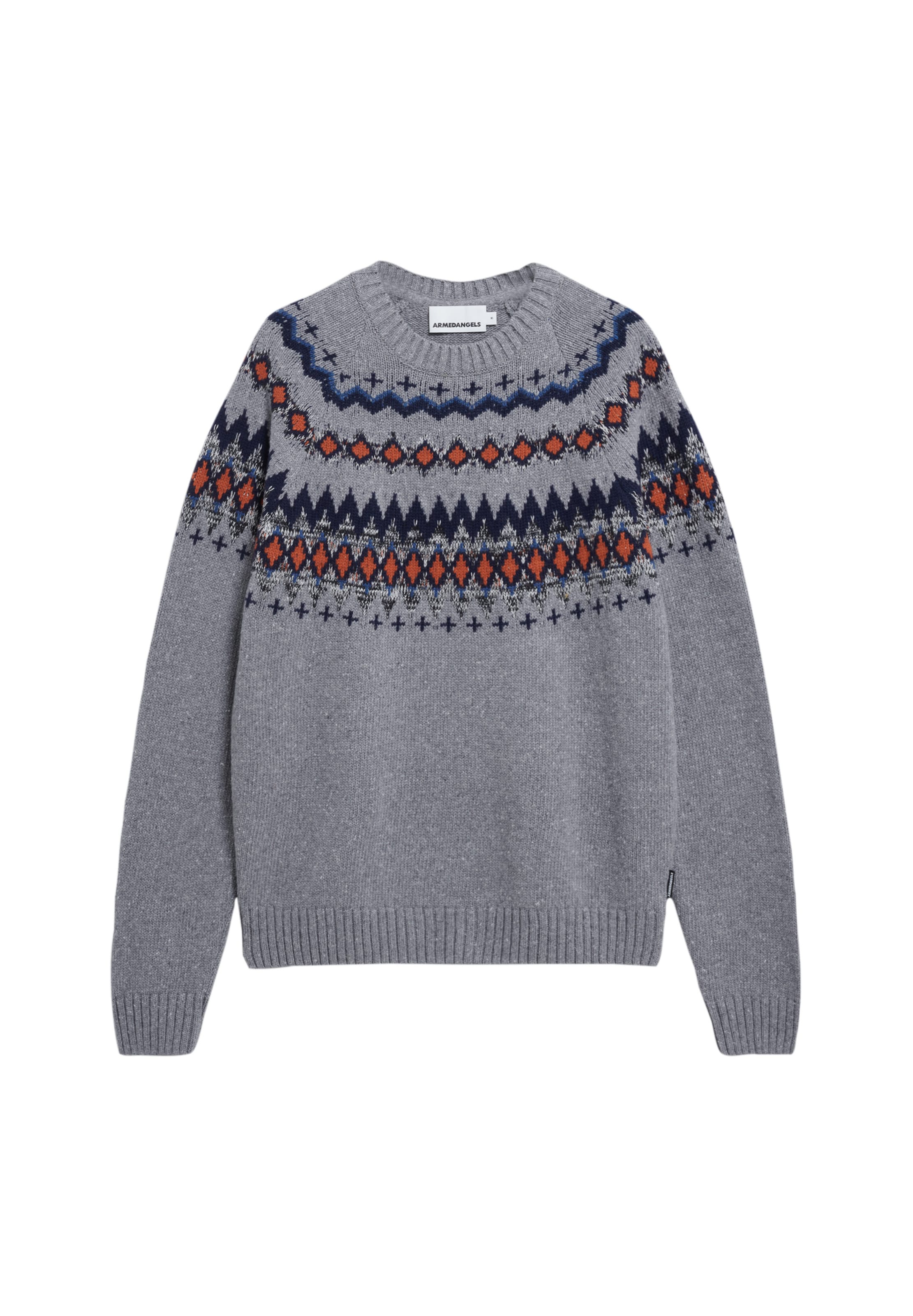 ARMEDANGELS Strickpullover KAALLA FAIR ISLE in Grau: Vorderseite