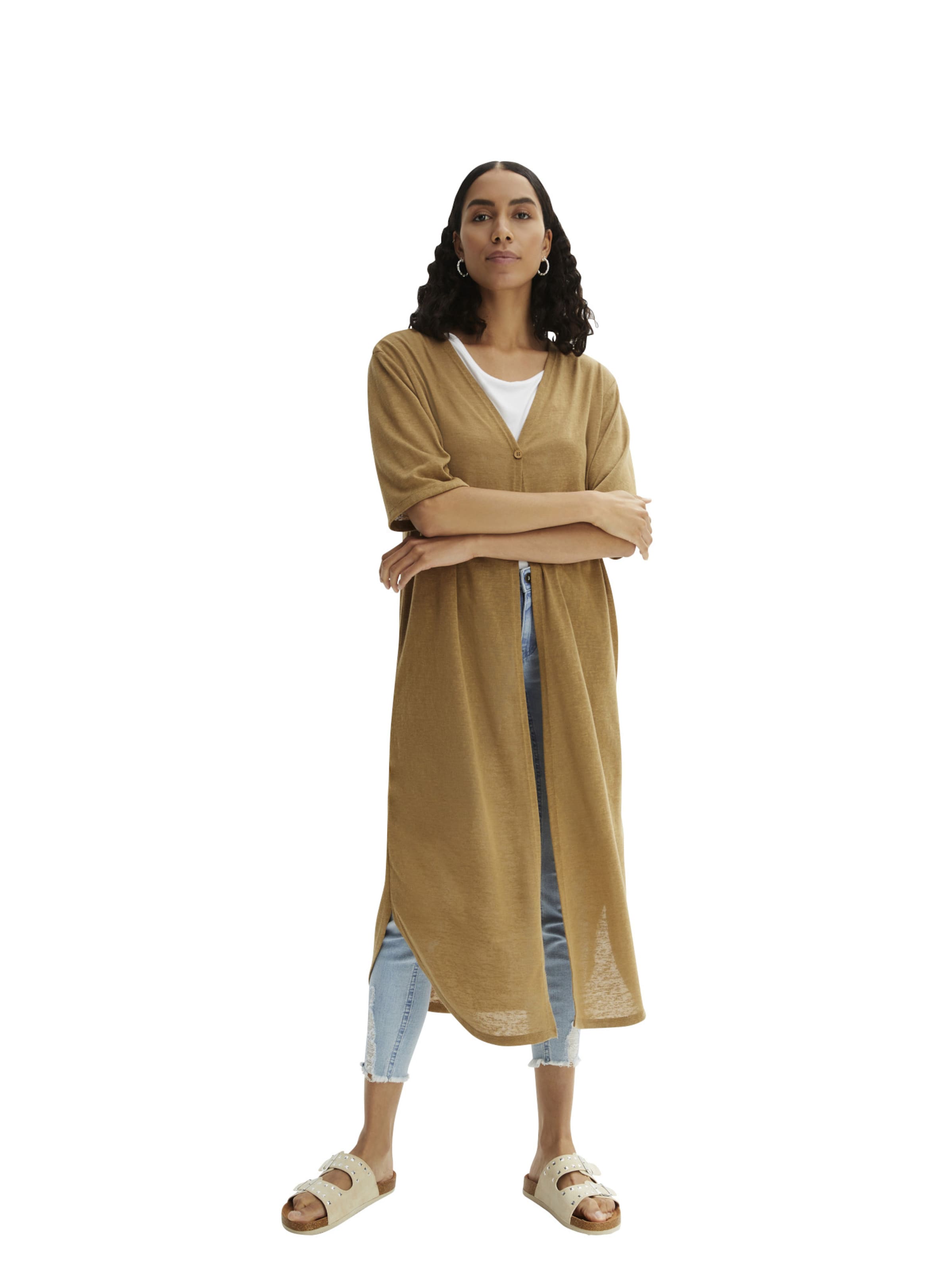 bonprix Strickmantel in Beige: Vorderseite