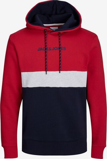 JACK & JONES Sweat-shirt en bleu marine / gris clair / rouge, Vue avec produit
