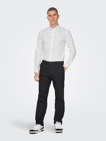 Only & Sons Slim Fit Риза 'Miles' в бяло