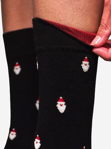 Von Jungfeld Socken 'mit Weihnachtsmotiven' in Schwarz