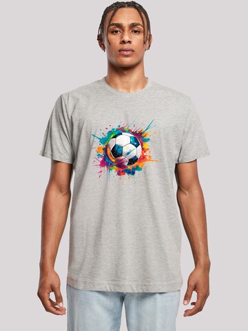 F4NT4STIC T-Shirt 'Bunte Fußball Grafik' in Grau: Vorderseite