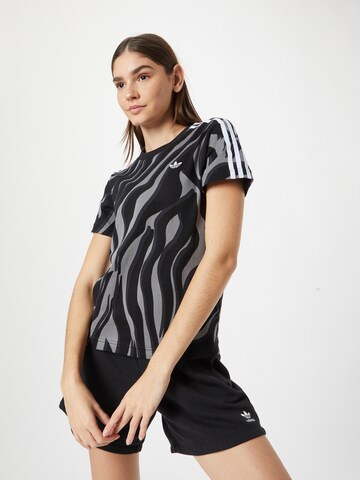 ADIDAS ORIGINALS Μπλουζάκι 'Abstract Allover Animal Print' σε μαύρο: μπροστά