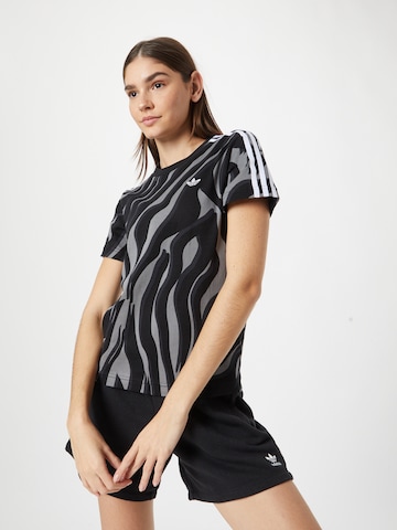 ADIDAS ORIGINALS Shirt 'Abstract Allover Animal Print' in Zwart: voorkant