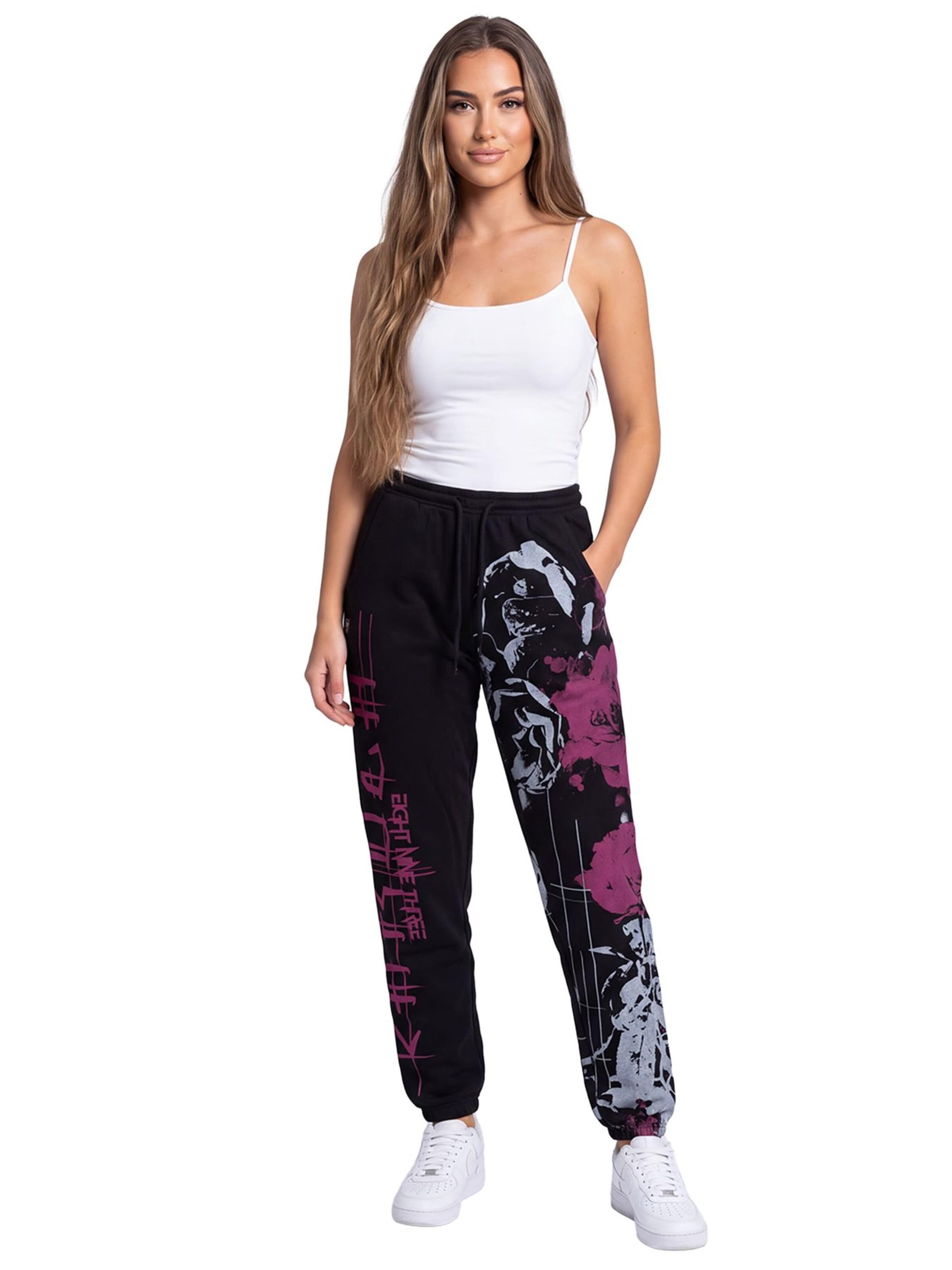 Yakuza Loose fit Workout Pants 'Flowers' in Black
