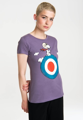 LOGOSHIRT T-Shirt "Snoopy" in Lila: predná strana