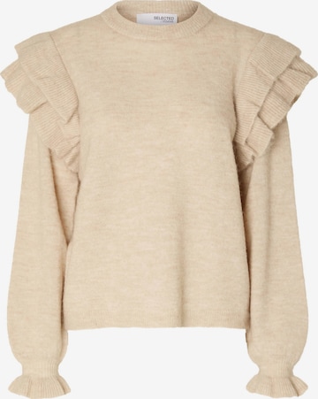 Pull-over SELECTED FEMME en beige : devant