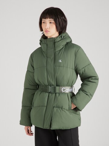 Calvin Klein Jeans Winter Jacket in Green: front