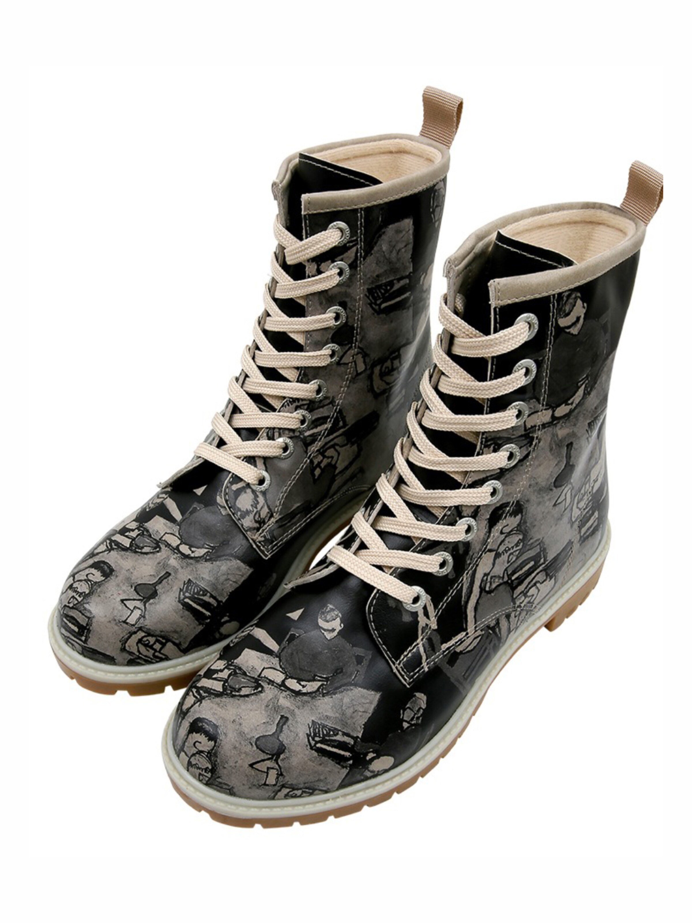 DOGO Lace-Up Boots 'DOGO Boots - Supper BlackWhite' in Black